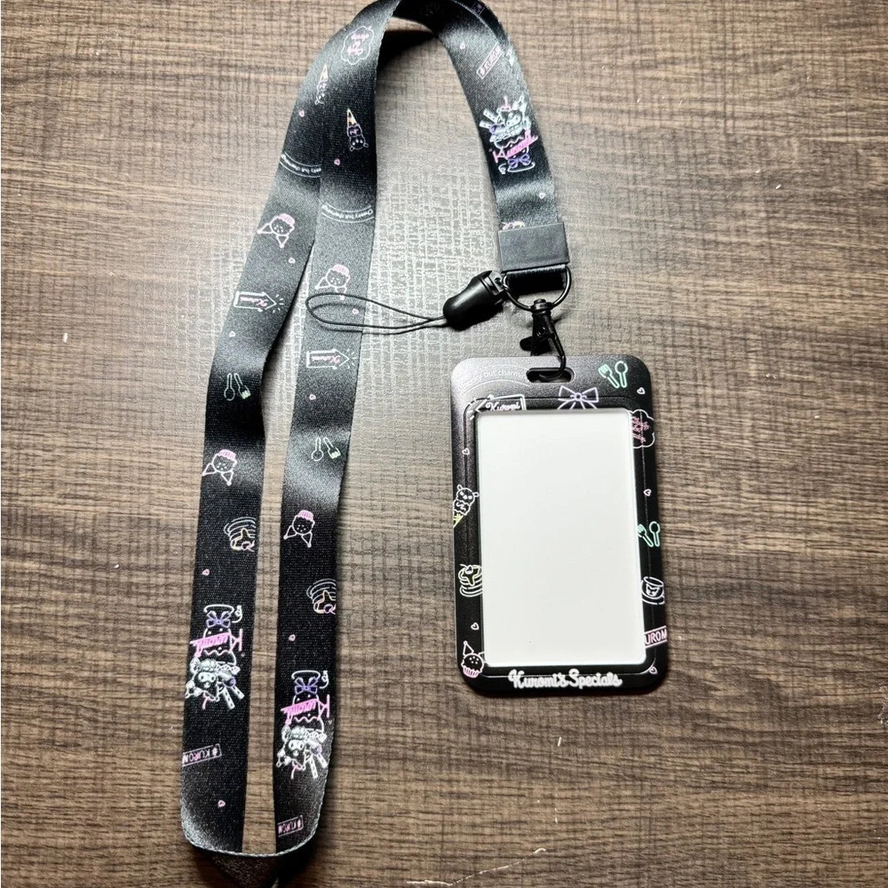 Kuromi Black Hard plastic lanyard ID/Badge holder NWT